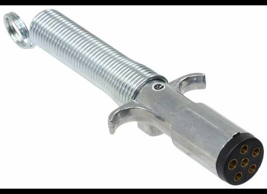 6-WAY ROUND TRAILER SIDE, 6 WAY 6-POLE PIN CONNECTOR, DIE CAST ZINC W/SPRING PROTECTOR