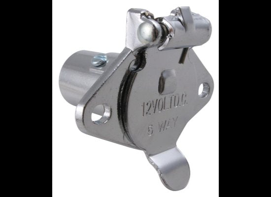 POLLAK METAL 5-WAY ROUND, CHROME, TRAILER CONNECTOR SOCKET - VEHICLE END