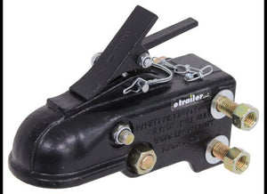 15K RAM ADJUSTABLE CHANNEL MOUNT COUPLER, 2-5/16" BALL, SQUEEZE LATCH, BLACK