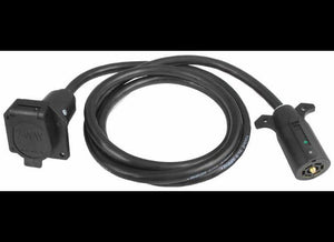 7-WAY RV EXTENSION, 7' LONG, 7 WAY EXTENDER, VEHICLE AND TRAILER ENDS