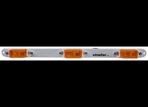 MINI ID LIGHT BAR, AMBER LENS, INCANDESCENT 3 BULB - WHITE BASE, 16-5/8"X1-7/16"