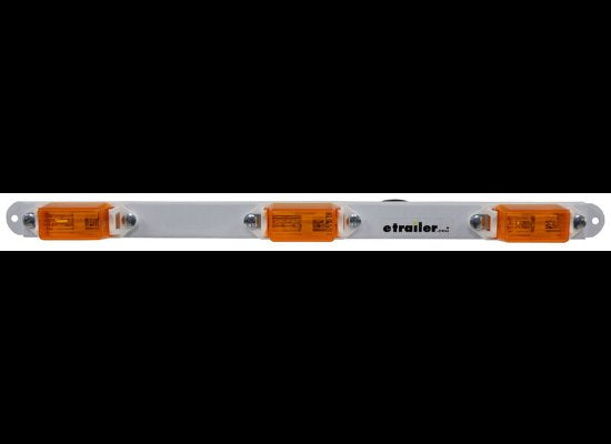 MINI ID LIGHT BAR, AMBER LENS, INCANDESCENT 3 BULB - WHITE BASE, 16-5/8"X1-7/16"
