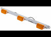 MINI ID LIGHT BAR, AMBER LENS, INCANDESCENT 3 BULB - WHITE BASE, 16-5/8"X1-7/16"
