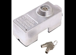 BAYLOCK DOOR LOCK FOR ENCLOSED TRAILERS, ALUMINUM, PUSH BUTTON, HASP LOCK, CAM BAR LOCK