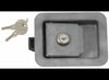 JUNIOR LOCKING STEEL FLUSH DOOR LATCH, LOCKING 2-3/4"X3-3/4" HOLE SIZE, W/ KEYS