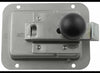 JUNIOR LOCKING STAINLESS STEEL FLUSH DOOR LATCH, LOCKING 2-3/4"X3-3/4" HOLE SIZE, W/ KEYS