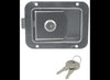 JUNIOR LOCKING STAINLESS STEEL FLUSH DOOR LATCH, LOCKING 2-3/4"X3-3/4" HOLE SIZE, W/ KEYS