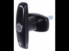T HANDLE, T-HANDLE TRAILER ENTERANCE LOCK DOOR - BLACK - WITH KEYS, GARAGE DOOR STYLE, 3.5" HANDLE