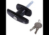 T HANDLE, T-HANDLE TRAILER ENTERANCE LOCK DOOR - BLACK - WITH KEYS, GARAGE DOOR STYLE, 3.5" HANDLE