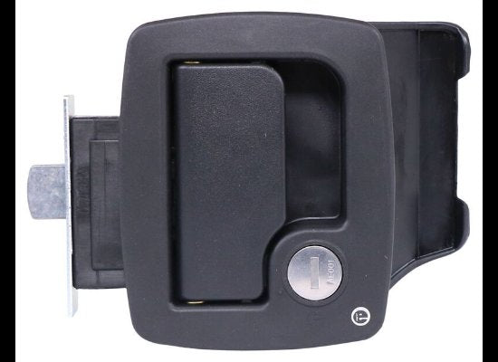 BAUER PRODUCTS TRAVEL TRAILER ENTERANCE LOCK DOOR HANDLE PULL - MATTE BLACK - WITH KEYS