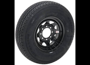 235/80R16 SPARE TIRE - BLACK SPOKE - 8 LUG, 8X6.5, 8 ON 6.5, LRE