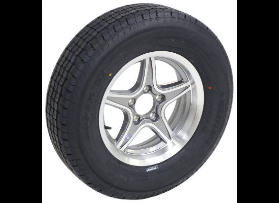 LEGEND 205/75R15 SPARE TIRE ON GUNMETAL / GRAY ALUMINUM WHEEL, 5 LUG 5X4.5 , LRD