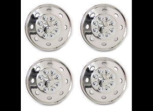 WHEEL COVER, SIMULATOR, HUB CAP, STAINLESS STEEL, POLISHED FOR 16" 8 LUG WHEELS - SET OF 4