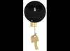 TRIMAX PUCK LOCK FOR TRAILER DOOR HASPS, 3/8" SHACKLE, ALUMINUM, BLACK