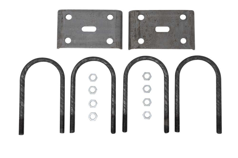 U-BOLT KIT FOR 9K , 4" ROUND AXLE , WITH U-BOLTS, TIE PLATES AND NUTS, FOR 1 AXLE, 8" LONG