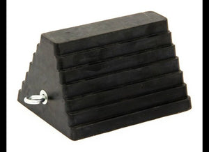 SOLID RUBBER WHEEL CHOCK WITH EYEBOLT, 10"X8"X6" W/ 3/4" EYE BOLT
