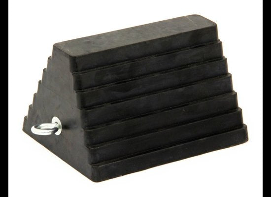 SOLID RUBBER WHEEL CHOCK WITH EYEBOLT, 10"X8"X6" W/ 3/4" EYE BOLT