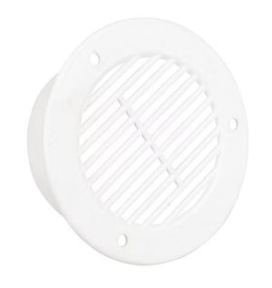 AIR VENT TUBE, WHITE, ROUND FOR INTERIOR ENCLOSED, FITS 3" HOLE, 4.15" MOUNTING FLANGE