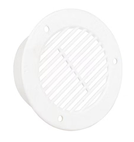 AIR VENT TUBE, WHITE, ROUND FOR INTERIOR ENCLOSED, FITS 3" HOLE, 4.15" MOUNTING FLANGE