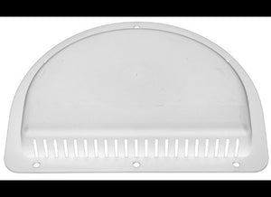 HALF MOON AIR VENT, WHITE, FOR EXTERIOR ENCLOSED, 8"L X 6"W X 1-1/4"H