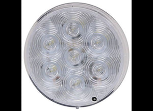 4" ROUND LED CLEAR / WHITE TRAILER LIGHT, 7 DIODE, CLEAR LENS, OVERALL 4-1/4" ROUND