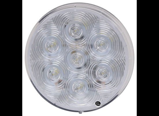 4" ROUND LED CLEAR / WHITE TRAILER LIGHT, 7 DIODE, CLEAR LENS, OVERALL 4-1/4" ROUND