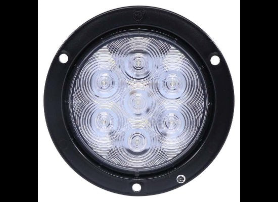 4-1/4" ROUND LED CLEAR / WHITE TRAILER LIGHT, FLANGE SURFACE MOUNT 5-1/2", 7 DIODE, CLEAR LENS