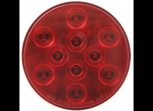 4" ROUND RED LED, STOP, TURN, TAIL LIGHT, 10 DIODE, RED LENS, 4-5/16" DIAMETER OVERALL