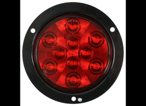 4-1/2" ROUND RED LED, STOP, TURN, TAIL LIGHT, FLANGE MOUNT 5-1/2", 10 DIODE, RED LENS