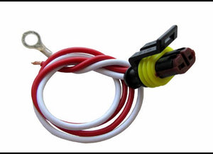 2 WIRE TAIL LIGHT PLUG, SUPER SEAL AMP PLUG, 10" LONG, WEATHERTIGHT PLUG, PIGTAIL