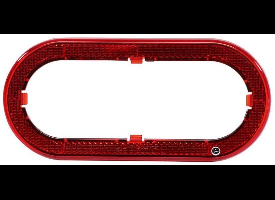 REFLEX REFLECTOR TRIM RING / FLANGE COVER, RED FOR OVAL 6" TRAILER LIGHT, SNAP ON W/GASKET