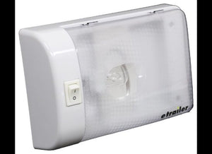 OPTRONICS 12V RV STYLE DOME LIGHT - SINGLE - 6-3/4" LONG X 4-1/4" WIDE - WHITE