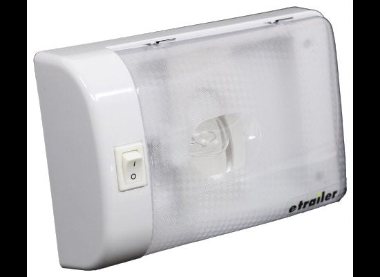 OPTRONICS 12V RV STYLE DOME LIGHT - SINGLE - 6-3/4" LONG X 4-1/4" WIDE - WHITE