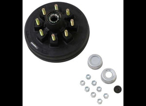 HUB AND BRAKE DRUM 12" 8 LUG 8X6.5 5.2K - 7K AXLE 9/16" LUG STUDS
