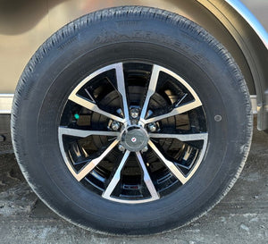 205/75R15 NOVAE ALUMINUM SPARE TIRE & WHEEL - ALUMINUM/BLACK EDGE - 5 LUG X 4.5 , 5X4.5, LRC
