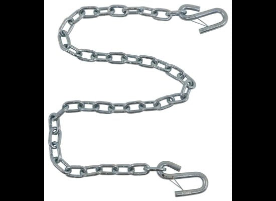 48" LONG DOUBLE SAFETY CHAIN WITH 1/4" LINKS, 7/16" S-HOOK WITH LATCH, 5,000lbs CAPACITY