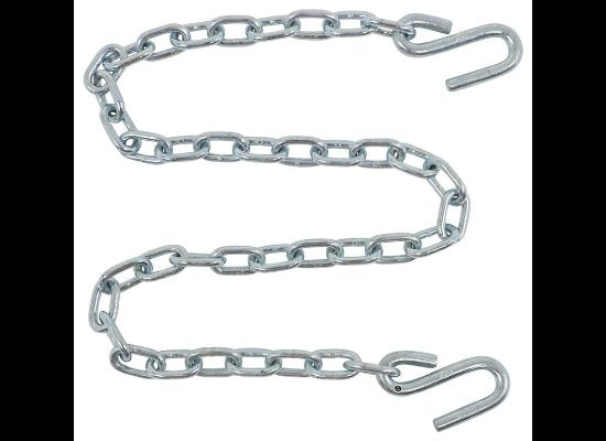 48" LONG DOUBLE SAFETY CHAIN WITH 1/4" LINKS, 7/16" S-HOOK, 5,000lbs CAPACITY