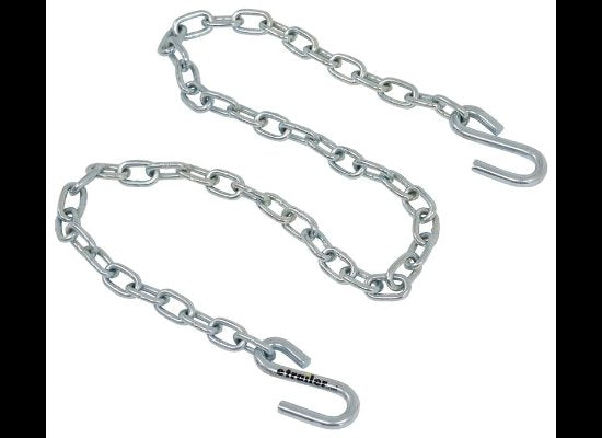 48" LONG DOUBLE SAFETY CHAIN WITH 3/16" LINKS, 3/8" S-HOOK, 3,000lbs CAPACITY