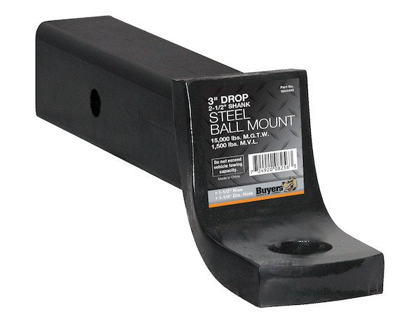 BUYERS BALL MOUNT 2-1/2" HITCH, 3" DROP, 2-1/2" RISE, 1.25" SHANK, 15K