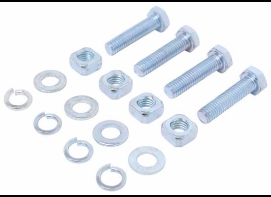 WINCH MOUNTING HARDWARE, 10MM X 40MM, GRADE 5, SET OF 4 BOLTS, WASHERS, SPLIT WASHERS, SQUARE NUTS