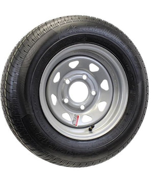 145/80R12 SPARE TIRE - SILVER SPOKE - 5 LUG 5X4.5 5 ON 4.5 - LRE, ST145R12 , 145/R12