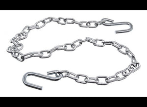 48" LONG DOUBLE SAFETY CHAIN WITH 1/4" LINKS, 7/16" S-HOOK, 5,000lbs CAPACITY - PROOF COIL CHAIN