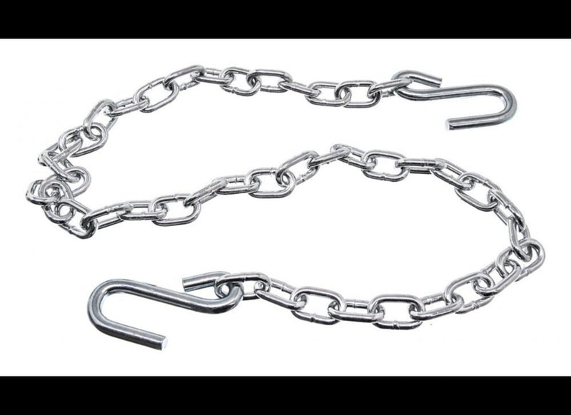 48" LONG DOUBLE SAFETY CHAIN WITH 1/4" LINKS, 7/16" S-HOOK, 5,000lbs CAPACITY - PROOF COIL CHAIN