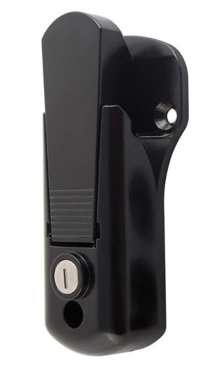 CAM BAR / SLAM HASP LATCH, LOCKING, MATTE BLACK WITH AE SERIES KEY- LEGEND STYLE