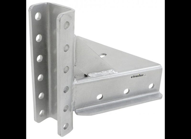 A-FRAME BOLT ON ADJUSTABLE TRAILER COUPLER, C-CHANNEL, 6 HOLE, SILVER, VERTICAL C CHANNEL - 14K CAP