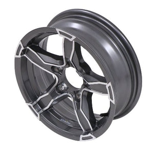 205/75R14 ALUMINUM WHEEL, LIONSHEAD LIGER, GUN METAL, 5 LUG LRD , 5 ON 4.5 , 5X4.5