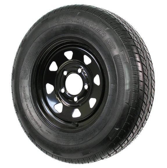 175/80R13 SPARE TIRE & WHEEL - BLACK SPOKE - 5 LUG, 5X4.5 - LRC