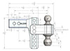 BULLETPROOF HITCHES 2-BALL MOUNT FOR 2.5" HITCH, 2" & 2-5/16" BALL, 4" DROP, 4" RISE, ALUMINUM - 14K