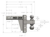 BULLETPROOF HITCHES 2-BALL MOUNT FOR 2" HITCH, 4" DROP, 4" RISE, BLACK - 14K