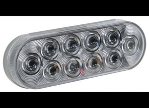 6-7/16" X 2-5/16" OVAL LED TRAILER TAIL LIGHT, STOP, TURN, 10 DIODE, CLEAR LENS, RED DIODES
